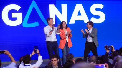 Núñez Feijoo, Ayuso y Almeida en el cierre de campaña del PP
