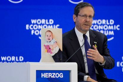 Israel's President, Isaac Herzog, during his speech at the Davos forum on January 18. 