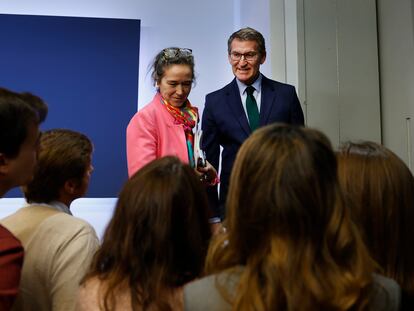 El líder del PP, Alberto Núñez Feijóo, en la sede nacional del partido, en Madrid, este jueves.