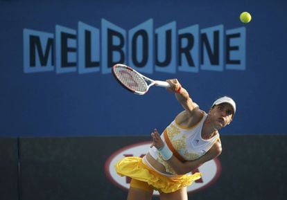 Andrea Petkovic durante su encuentro frente a Magdalena Rybarikova.