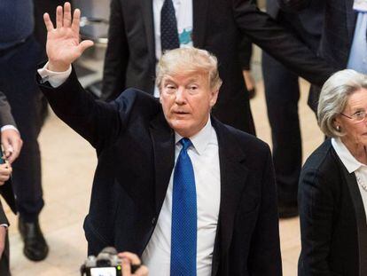Donal Trump, a su llegada al Foro de Davos.