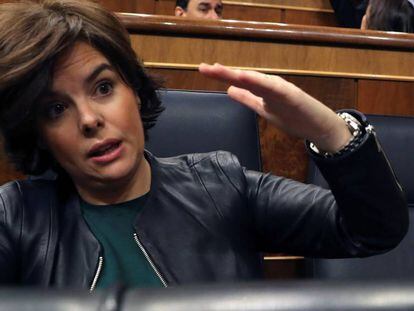 La vicepresidenta del Gobierno, Soraya Sáenz de Santamaría, en el Congreso.