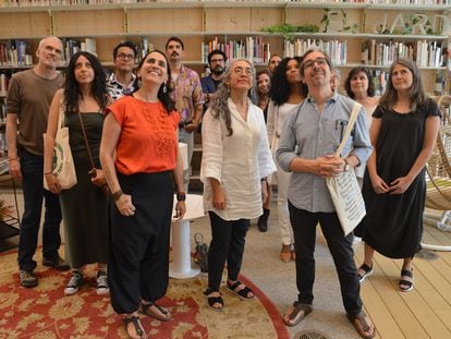 Escritores durante la primera jornada del festival de literatura latinoamericana KM Amèrica, en la Biblioteca García Márquez de Barcelona. Cortesía: Casa Amèrica Catalunya.