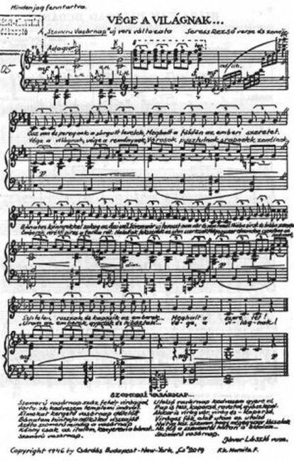 Foto de la partitura original de 'Gloomy Sunday'.