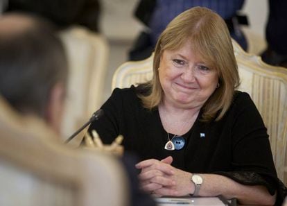 Susana Malcorra, durante una reuni&oacute;n con su hom&oacute;logo ruso. 