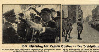 Hitler saluda al general Yagüe en Berlín.