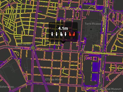 Captura de la herramienta de Inspide que permite conocer la anchura de las calles de Madrid.