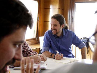 El l&iacute;der de Podemos, Pablo Iglesias, este martes.
