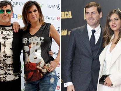 Alejandro Sanz y Raquel Perera (izquierda) Iker Casillas y Sara Carbonero (derecha). 