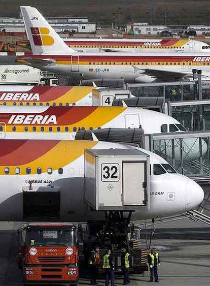 Aviones de Iberia en Madrid-Barajas.