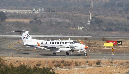 El primer vuelo de pruebas en el aeropuerto de Castell&oacute;n, en Vilanova d&#039;Alcolea, en febrero de 2013.