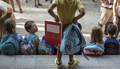 Alumnos de un colegio de Barcelona.