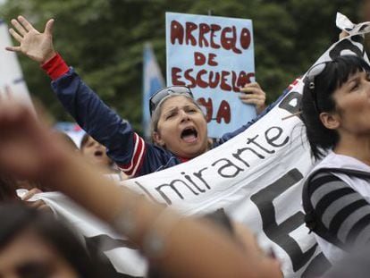 Manifestaci&oacute;n de docentes en Buenos Aires, este mi&eacute;rcoles.