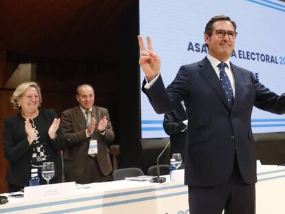 El presidente de CEOE, Antonio Garamendi, tras ser reelegido el pasado 23 de noviembre.