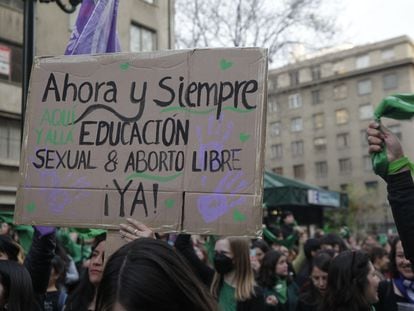 Manifestación a favor de la legalización del aborto, en Santiago (Chile), el pasado 28 de septiembre.