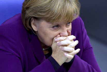 La canciller alemana, Angela Merkel, ayer durante una reunión del Bundestag.