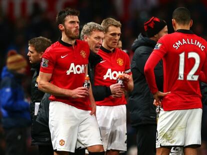 Carrick, Moyes, Fletcher y Smalling.