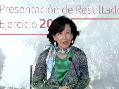 La presidenta del Santander, Ana Botín, en la presentación de resultados 2020.  EUROPA PRESS  03/02/2021