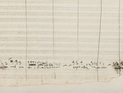 Parte del manuscrito encontrado del compositor Vicenzo Bellini