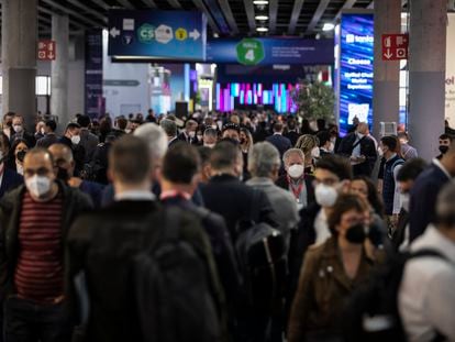 Asistentes en el Mobile World Congress, el pasado martes.