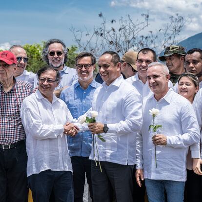 El presidente de Colombia, Gustavo Petro, asistió a la reapertura de la frontera con Venezuela donde se llevó a cabo un acto oficial con funcionarios venezolanos en el puente internacional Simón Bolívar en Cúcuta, Colombia. 26 de septiembre de 2022.