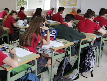 Un aula de un colegio valenciano concertado. 