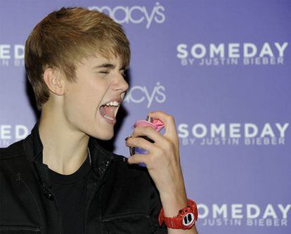 Justin Bieber, durante la presentación de su nuevo perfume.