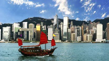 Vista del Puerto de Victoria, en Hong Kong.