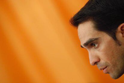 Contador, en rueda de prensa, antes de La Vuelta.