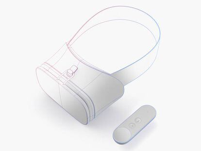 Prototipo de gafas y mando de Daydream de Google.