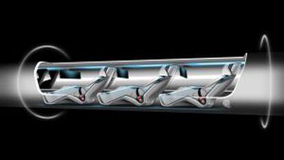 Los pasajeros viajar&iacute;an a m&aacute;s de mil kil&oacute;metros por hora en una c&aacute;psula del sistema de transporte  Hyperloop.