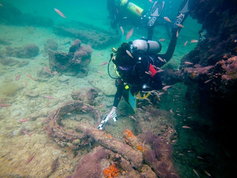 Los trabajos de arqueología subacuática en Sisal, en el sureste de México.