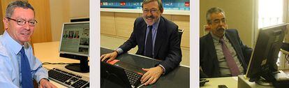 Alberto Ruiz Gallardón, Jaime Lissavetzky y Ángel Pérez, durante el debate online.