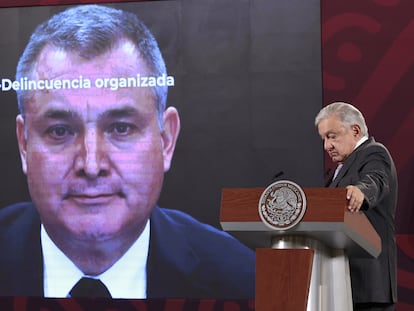 López Obrador habla sobre el resultado del juicio de García Luna durante su conferencia de prensa de este miércoles, en Ciudad de México.