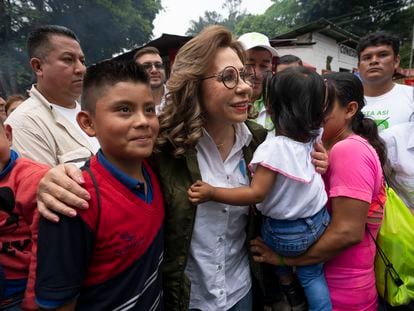 La candidata presidencial Sandra Torres, en un acto de campaña en Amatitlán, el pasado 14 de mayo.