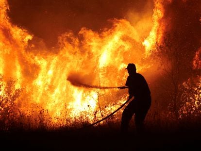 Incendio en el municipio griego de Volos, en el centro del país, a finales de julio.