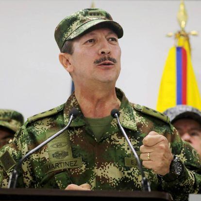  El ex jefe del Ejército colombiano, Nicacio Martínez Espinel, el pasado 20 de mayo de 2019 durante una comparecencia. 
