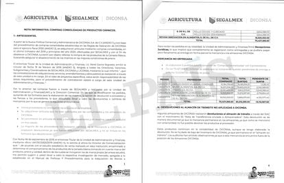 Documento interno de la compra irregular de carne deshebrada de Segalmex.