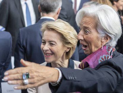 Ursula von der Leyen, futura presidenta de la Comisión Europea y Christine Lagarde, nueva presidenta del BCE, en Fráncfort el pasado lunes.