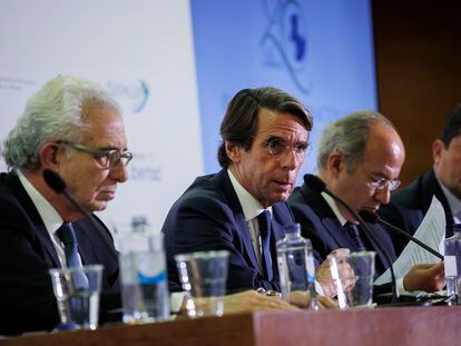 El expresidente del Gobierno, José María Aznar, interviene el pasado octubre en un acto en Madrid.