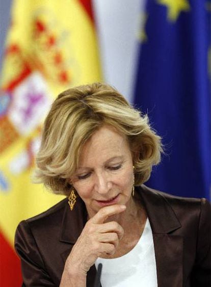 Elena Salgado, en una comparecencia del Consejo de Ministros.