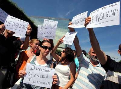 Manifestación de aspirantes a profesor de autoescuela el pasado 10 de julio en Madrid.