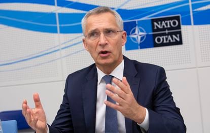 Jens Stoltenberg, este viernes en la sede de la OTAN, en Bruselas.