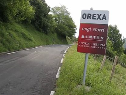 Cartel de bienvenida de Orexa, en Gipuzkoa.
