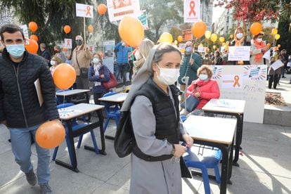 Protesta de la escuela concertada contra la nueva ley educativa, la semana pasada en Madrid.