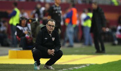 Marcelo Bielsa, durante la final de la Liga Europa.