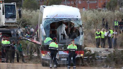 Accidente del autobús en Freginals, en marzo de 2016.