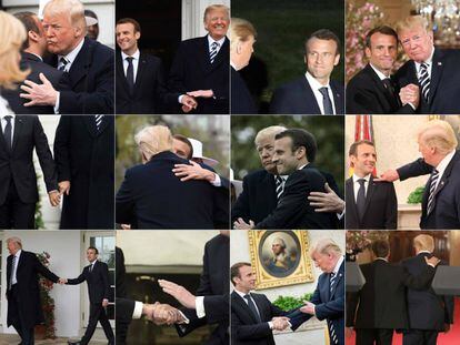 Combinación de imágenes de Donald Trump y Emmmanuel Macron durante su visita oficial a Estados Unidos, el 24 de abril de 2018.