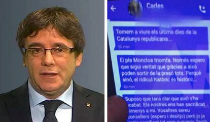 Missatges de Puigdemont a través de Signal.