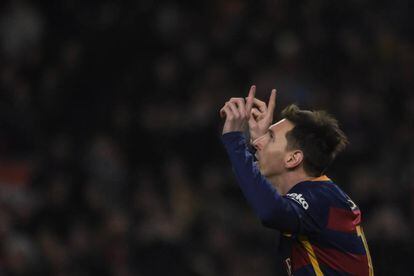 Messi celebra el seu gol contra l'Athletic.